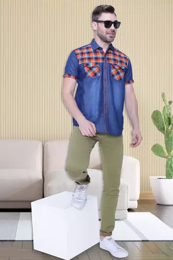 Men's half sleeve casual denim shirt | jeans shirt for men