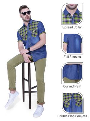 Men's half sleeve casual denim shirt | jeans shirt for men 5