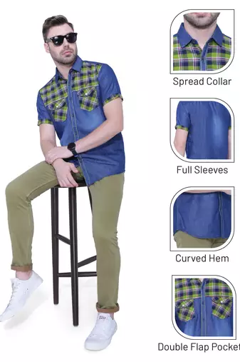 Men's half sleeve casual denim shirt | jeans shirt for men