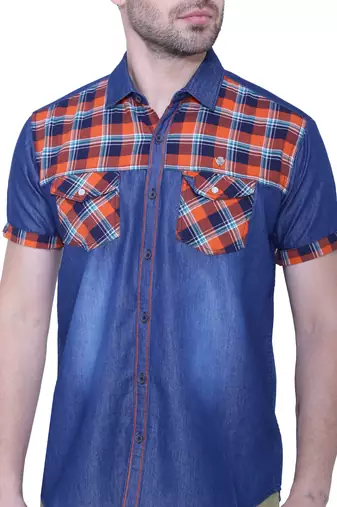 Men's half sleeve casual denim shirt | jeans shirt for men