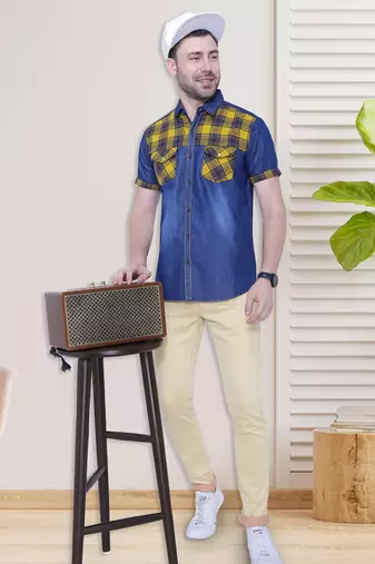 Men's half sleeve casual denim shirt | jeans shirt for men