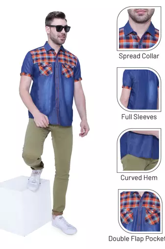 Men's half sleeve casual denim shirt | jeans shirt for men