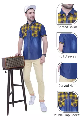 Men's half sleeve casual denim shirt | jeans shirt for men