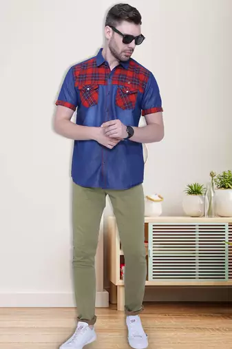 Men's half sleeve casual denim shirt | jeans shirt for men