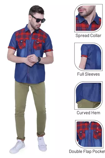Men's half sleeve casual denim shirt | jeans shirt for men