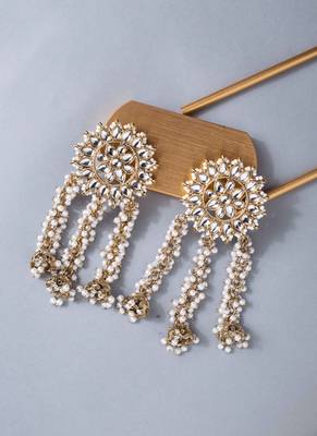 Kundan pearl tassel earrings 3