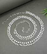 silver plated traditional kundan pearl adjustable waist chain/belly chain/kamarband for women/girls