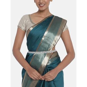 silver plated traditional kundan pearl adjustable waist chain/belly chain/kamarband for women/girls 2