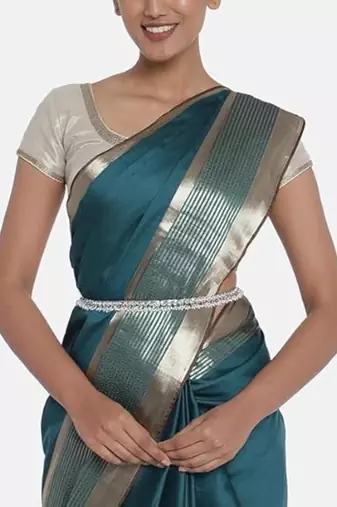 silver plated traditional kundan pearl adjustable waist chain/belly chain/kamarband for women/girls
