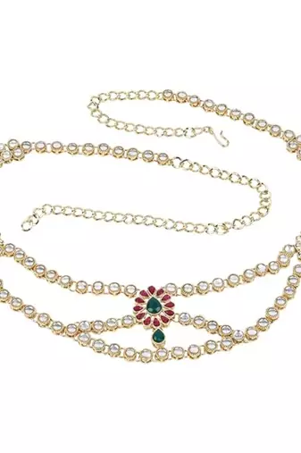 traditional ethnic kundan & stone adjustable kamarband/belly chain/kandora/waist belt