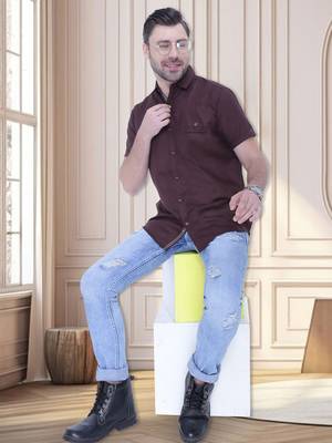 Men's linen blend casual shirt | half sleeves shirt for men 3