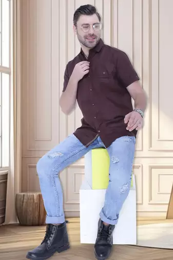 Men's linen blend casual shirt | half sleeves shirt for men