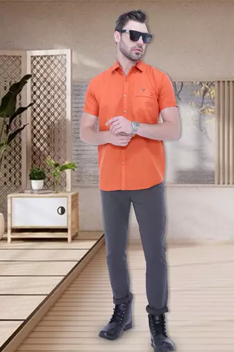 Men's linen blend casual shirt | half sleeves shirt for men