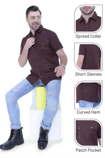 Men's linen blend casual shirt | half sleeves shirt for men