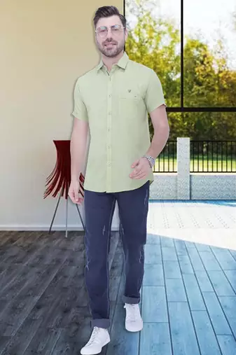 Men's linen blend casual shirt | half sleeves shirt for men