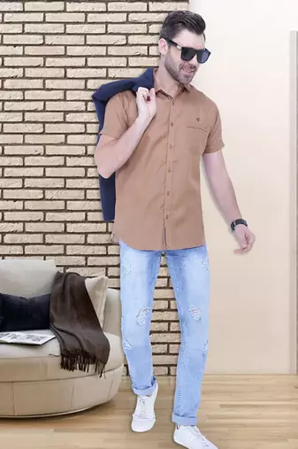 Men's linen blend casual shirt | half sleeves shirt for men