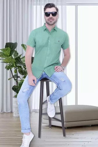 Men's linen blend casual shirt | half sleeves shirt for men