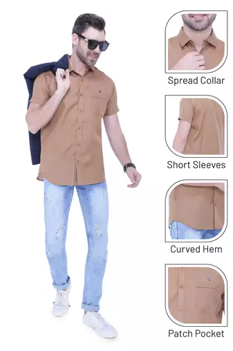 Men's linen blend casual shirt | half sleeves shirt for men