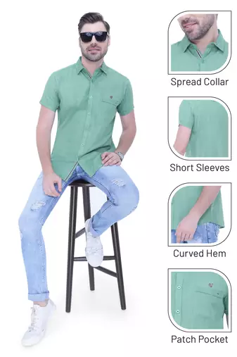 Men's linen blend casual shirt | half sleeves shirt for men