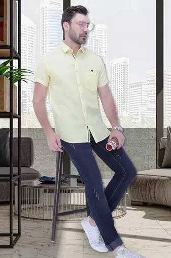 Men's linen blend casual shirt | half sleeves shirt for men
