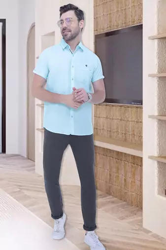 Men's linen blend casual shirt | half sleeves shirt for men