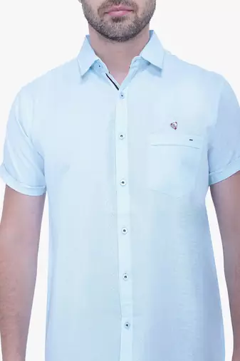 Men's linen blend casual shirt | half sleeves shirt for men
