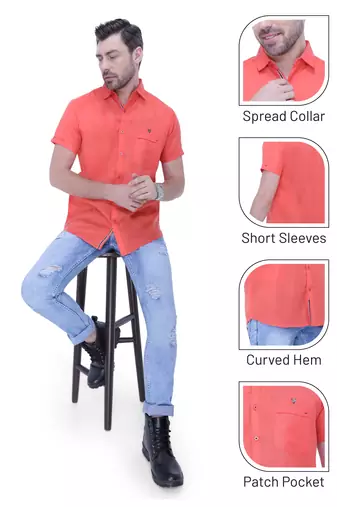 Men's linen blend casual shirt | half sleeves shirt for men
