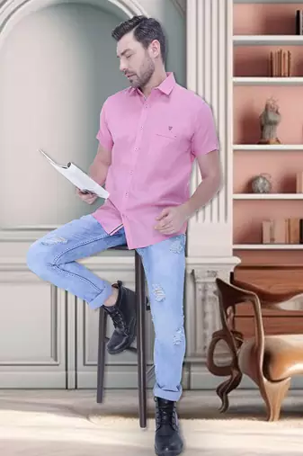 Men's linen blend casual shirt | half sleeves shirt for men