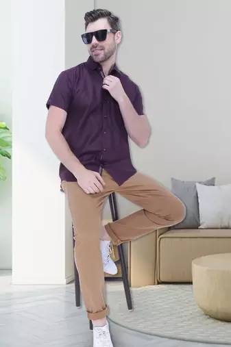 Men's linen blend casual shirt | half sleeves shirt for men