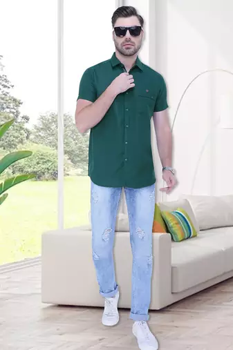 Men's linen blend casual shirt | half sleeves shirt for men