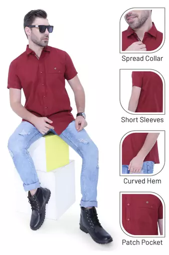 Men's linen blend casual shirt | half sleeves shirt for men