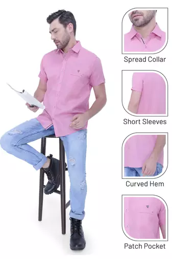Men's linen blend casual shirt | half sleeves shirt for men