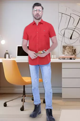Men's linen blend casual shirt | half sleeves shirt for men