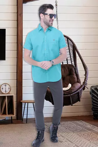 Men's linen blend casual shirt | half sleeves shirt for men