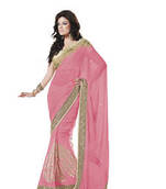 Gajri Embroidered Faux Chiffon Saree With Blouse