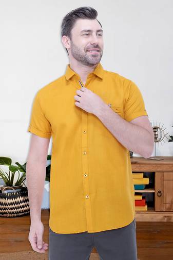 Men's linen blend casual shirt | half sleeves shirt for men