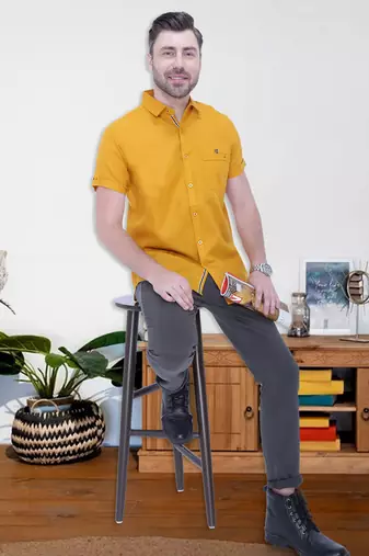 Men's linen blend casual shirt | half sleeves shirt for men