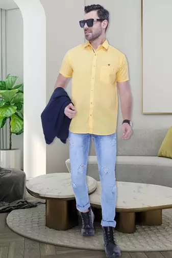 Men's linen blend casual shirt | half sleeves shirt for men