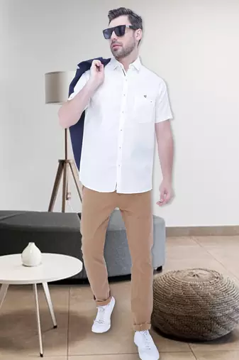 Men's linen blend casual shirt | half sleeves shirt for men