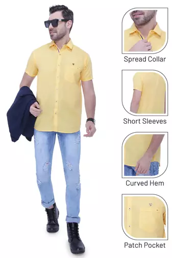 Men's linen blend casual shirt | half sleeves shirt for men