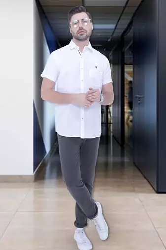 Men's linen blend casual shirt | half sleeves shirt for men