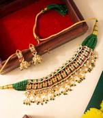 Regal Kundan & Pearl Drape Choker Necklace Set