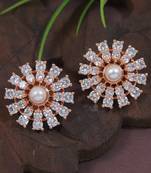 rose gold plated floral design stud earring for women