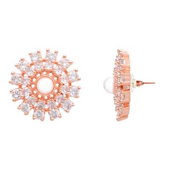  rose gold plated floral design stud earring for women 3