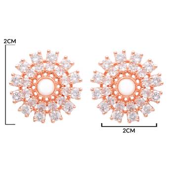  rose gold plated floral design stud earring for women 4