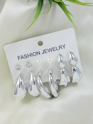 silver plated combo earring for women 1