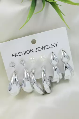 silver plated combo earring for women