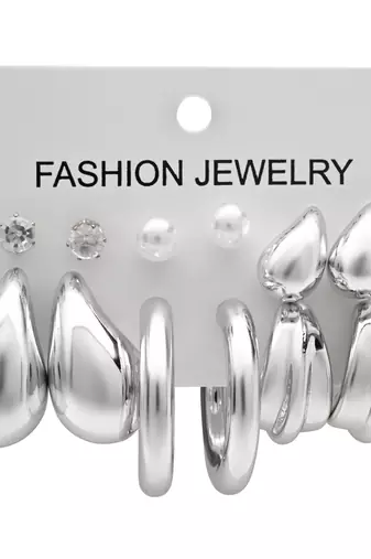 silver plated combo earring for women