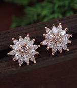 rose gold plated floral design stud earring for women