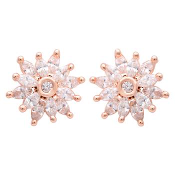  rose gold plated floral design stud earring for women 2